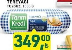 TARIM KREDİ TEREYAĞI TUZSUZ 1 KG fiyat ve kampanya bilgisi